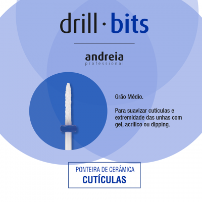 Embalagem de broca de cerâmica para cutículas da marca andreia professional