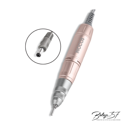 Micromotor portátil rose gold e prateado da marca INOCOS com cabo cinzento