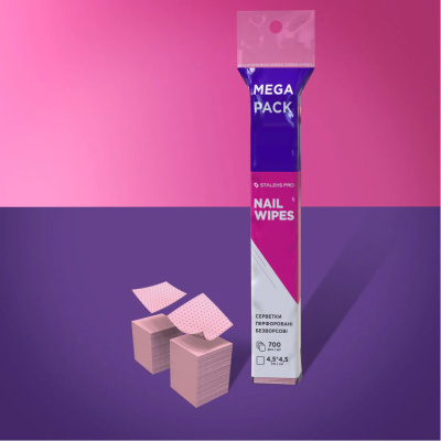 Pacote de lenços para unhas STALEX PRO com dois blocos de lenços quadrados, fundo rosa e roxo
