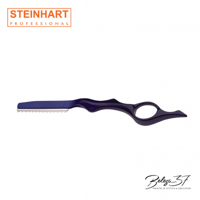 Navalha de barbear profissional roxa Steinhart com lâmina prateada