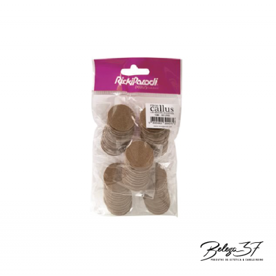 Pacote de discos marrons de lixa para pés RickiParodi em plástico transparente