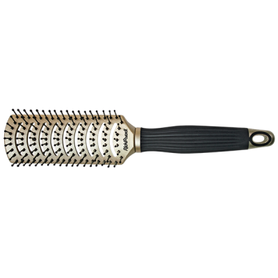 Escova de cabelo ventilada bege e preta com cabo texturizado