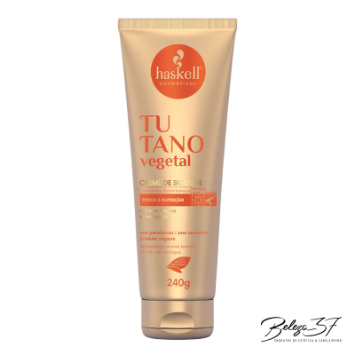 Creme de silicone Haskell TU TANO vegetal em embalagem bege com tampa prata