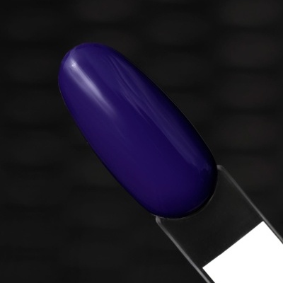 Amostra de verniz de unha roxo escuro brilhante em base transparente com etiqueta branca
