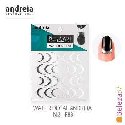 Embalagem Water Decal Andreia Professional padrão meia-lua prateada para unhas