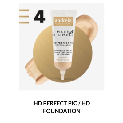 Tubo de base Andreia Professional cor bege com texto e número 4 sobre fundo branco