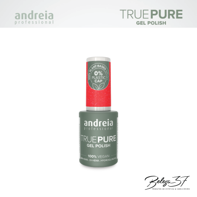 Verniz gel verde TRUE PURE da andreia professional com tampa branca e rótulo vermelho