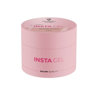Pote rosa de gel para unhas com texto INSTA GEL