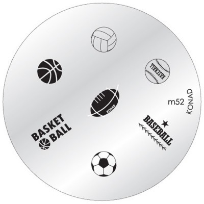 Placa redonda de metal espelhado com ícones de bolas de desportos