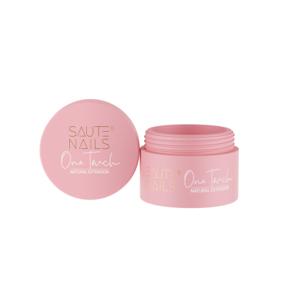 Frasco rosa de creme para unhas Saute Nails com tampa removível