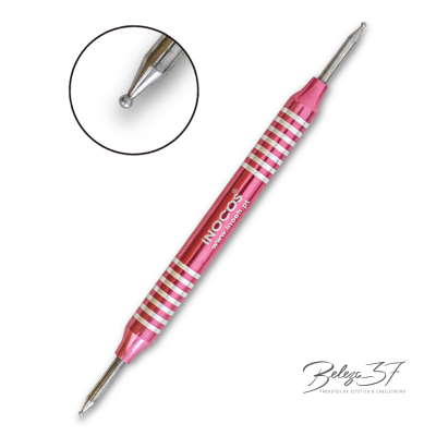 Ferramenta Manicure metal rosa com pontas metálicas