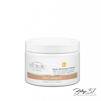 Frasco branco de creme corporal Morel Dr. Wilsz para massagem com rótulo laranja e branco