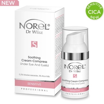 Frasco e caixa de creme Norel Dr Wilsz Soothing Cream-Compress para pele sensível