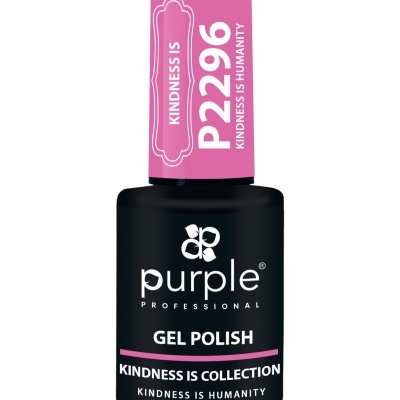 Frasco de verniz gel rosa Purple Professional com texto e código P2296