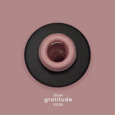 Acessório circular rosa e preto, texto Show gratitude P2136