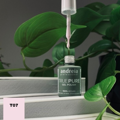 Verniz gel Andreia Professional TRUE PURE com pincel e folhas verdes