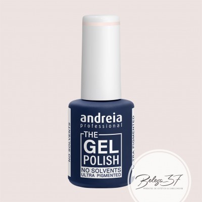 Frasco azul escuro de verniz gel andréia professional com tampa branca