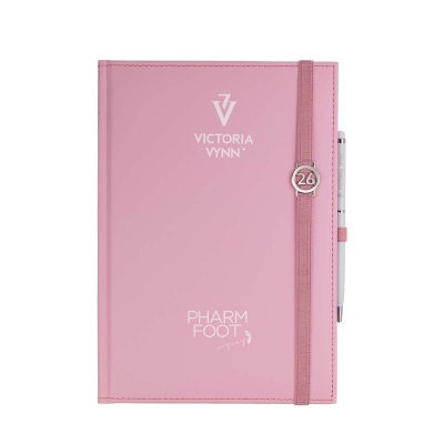 Caderno rosa VICTORIA VYNN com elástico e caneta branca
