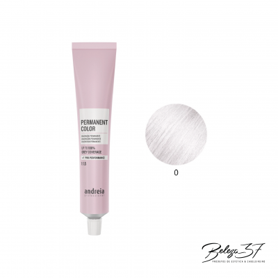 Tubo de tinta para cabelo cor-de-rosa Andreia com amostra de cor cinza claro.