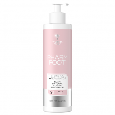 Frasco de gel para pés Pharm Foot Victoria Vynn com dosador, rótulo rosa e branco