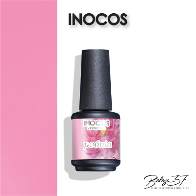 Frasco de verniz gel rosa INOCOS Peónia com tampa preta