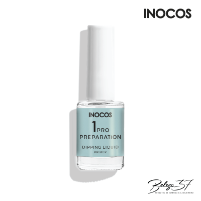 Verniz para unhas INOCOS 1 Pro Preparation com líquido transparente e tampa branca