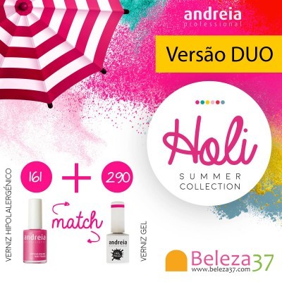 Conjunto de verniz hiperalergénico e verniz gel Andreia Professional Holi Summer Collection com guarda-sol