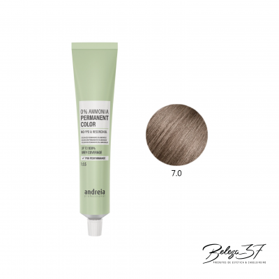 Tubo de tinta de cabelo Andreia verde claro e amostra de cor castanho 7.0