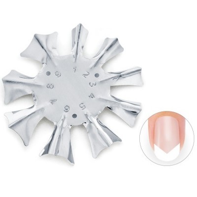 Placas metálicas prateadas numeradas para decoração de unhas com imagem de unha decorada