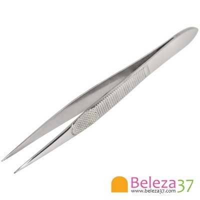 Pinça metálica fina com ponta curva