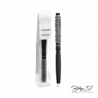 Escova profissional para cabelo Termix com cabo preto e cerdas de nylon em embalagem transparente