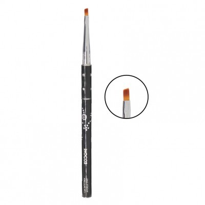 Pincel de maquilhagem preto com cerdas angulares castanhas