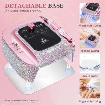 Máquina de unhas profissional rosa brilhante para manicura e pedicura