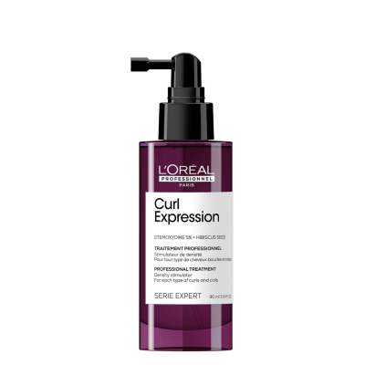 Frasco dispensador roxo escuro com etiqueta branca e tampa preta