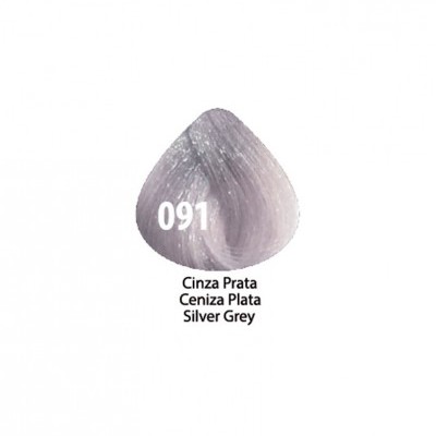 Amostra de cor de cabelo Cinza Prata código 091