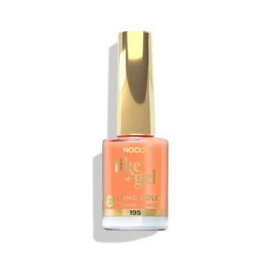 Frasco de verniz de unhas cor de coral com tampa dourada