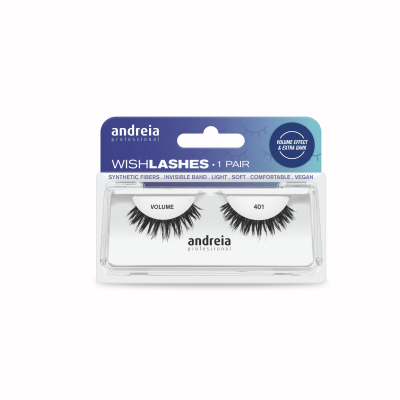 Par de pestanas falsas pretas modelo 401 da andreia professional em embalagem azul e transparente