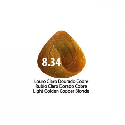 Amostra de cor de cabelo 8.34 Louro Claro Dourado Cobre