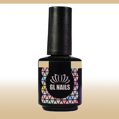 Frasco de verniz para unhas GL NAILS com tampa preta e rótulo geométrico colorido