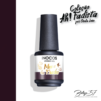 Frasco de verniz gel INOCOS Mesa de Frades com tampa preta e rótulo branco