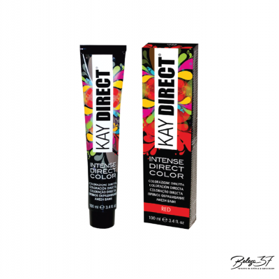 Tubo e caixa de tinta de cabelo Kay Direct Intense Direct Color vermelha