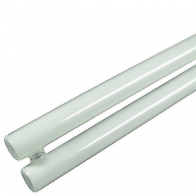 Lâmpada fluorescente compacta tubular branca com base metálica e topo verde