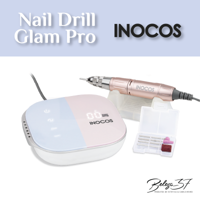Aparelho eléctrico manicure Nail Drill Glam Pro INOCOS com broca e acessórios
