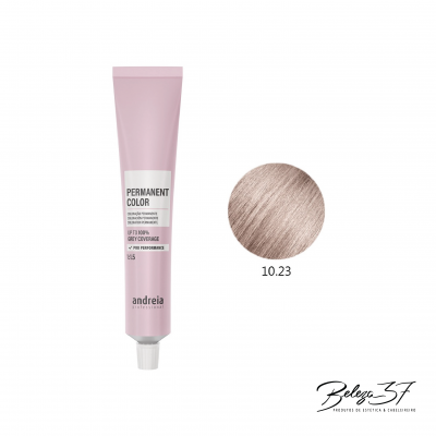 Tubo de cor permanente para cabelo e amostra da cor 10.23