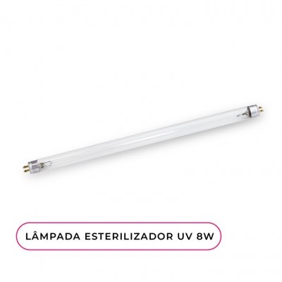 Lâmpada esterilizador UV 8W tubular com terminais metálicos