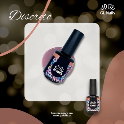 Frascos de verniz de unhas GL Nails com padrão geométrico e fundo desfocado