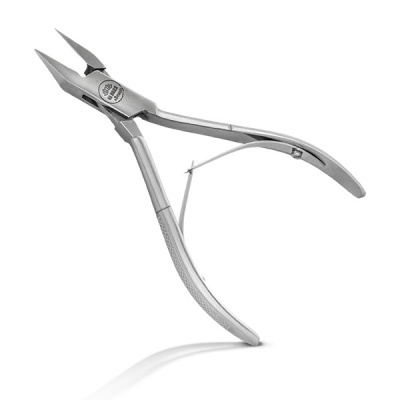 alicate de corte em aço inoxidável com mola e gravação no centro