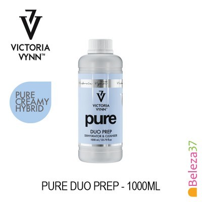 Frasco branco de 1000ml do PURE DUO PREP da Victoria Vynn com rótulo azul claro