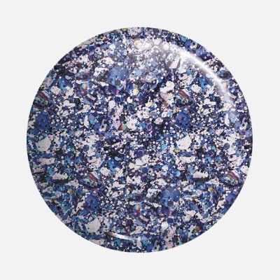 Prato redondo cerâmico com padrão salpicado azul e branco