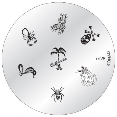 Placa metálica redonda para carimbos de unhas com vários desenhos pretos